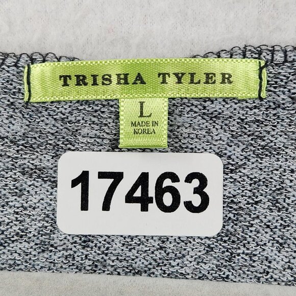 Trisha Tyler Sweater Womens Large Blue Gray Abstract Long Sleeve Knit Pullover - Picture 7 of 11
